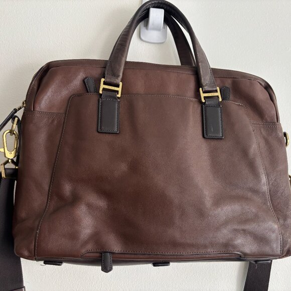 $1050 Tumi Beacon Hill Laptop Tan Brown Leather Briefcase Bag - Picture 2 of 13